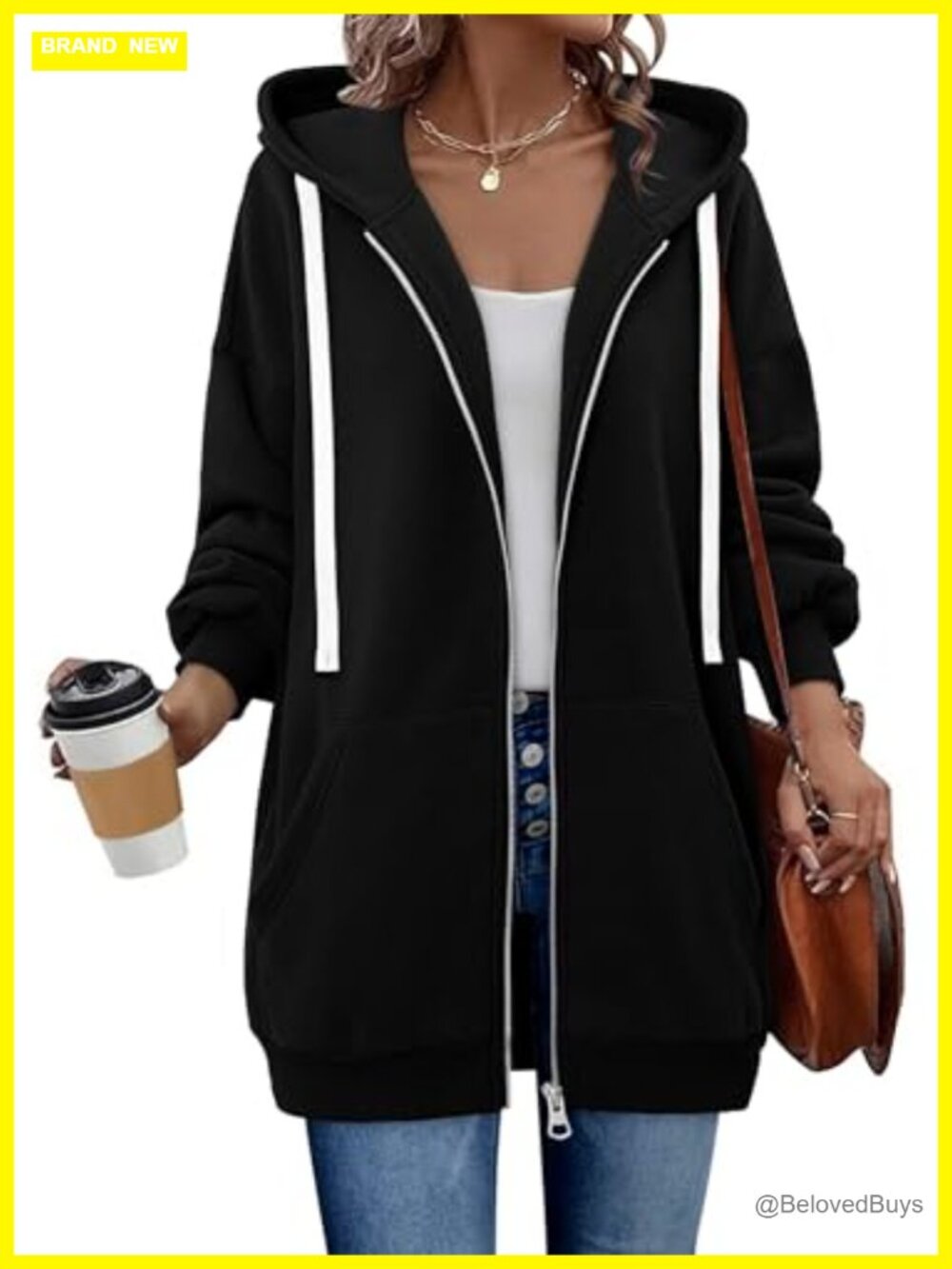 Womens Zip Up Hoodie Y2K Drawstring Fleece Sweatshirt with Pocket
